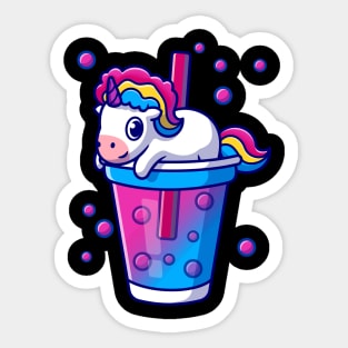 Boba Tea Bubble Tea Cute Kawaii Unicorn Bisexual Pride Gift product Sticker